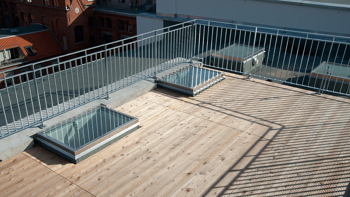 LAMILUX Roof exit hatch comfort double flap at a Top Floor Apartment in the centre of Berlin